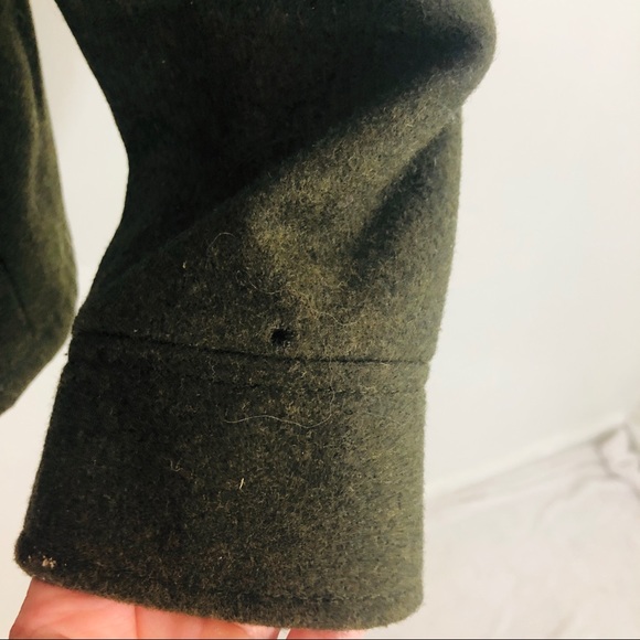 Polo Ralph Lauren Med Green Wool Zip Up Peacoat - Picture 3 of 5
